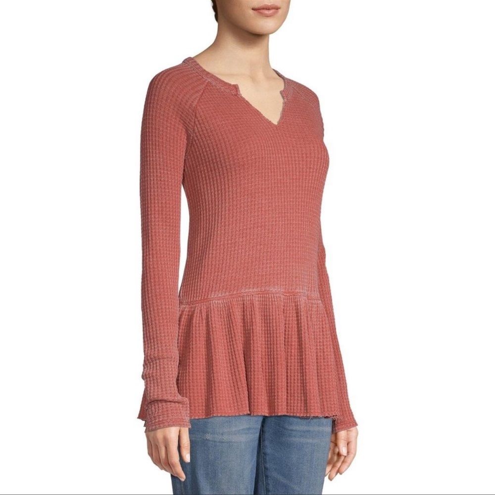 Time and Tru Waffle Knit Peplum Top